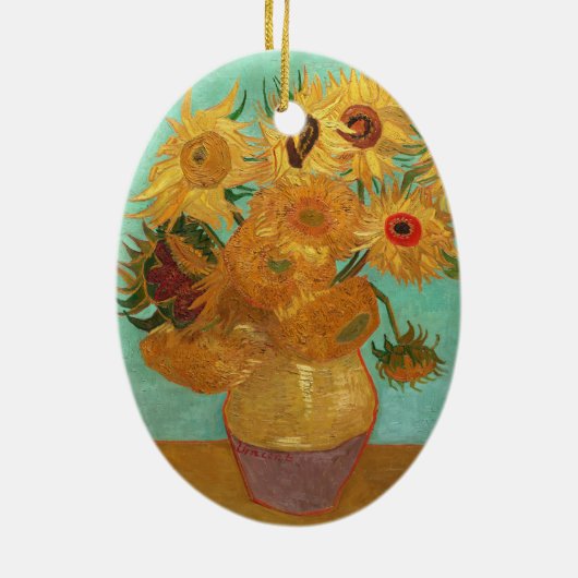 Vincent Van Gogh Zwölf Sonnenblumen in einer Vase Keramikornament (Hinten)