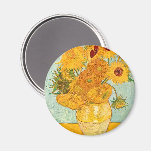 Vincent Van Gogh Zwölf Sonnenblumen in einer Vase Magnet (Vorderseite/Rückseite)