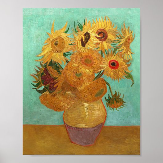 Vincent Van Gogh Zwölf Sonnenblumen in einer Vase Poster (Vorne)