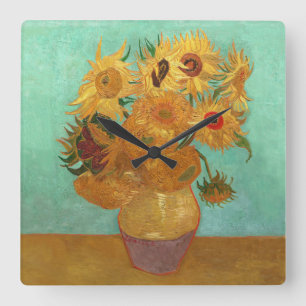 Vincent Van Gogh Zwölf Sonnenblumen in einer Vase Quadratische Wanduhr