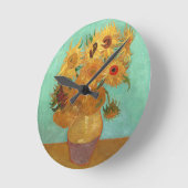 Vincent Van Gogh Zwölf Sonnenblumen in einer Vase Runde Wanduhr (Winkel)
