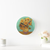 Vincent Van Gogh Zwölf Sonnenblumen in einer Vase Runde Wanduhr (Zuhause)