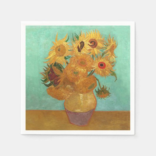 Vincent Van Gogh Zwölf Sonnenblumen in einer Vase Serviette (Vorderseite)