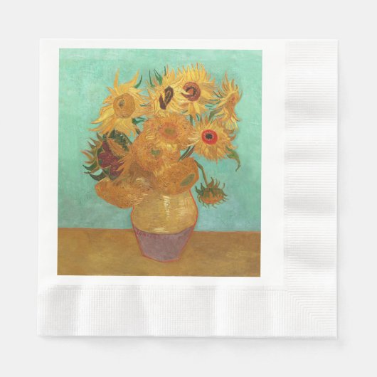 Vincent Van Gogh Zwölf Sonnenblumen in einer Vase Serviette (Vorderseite)