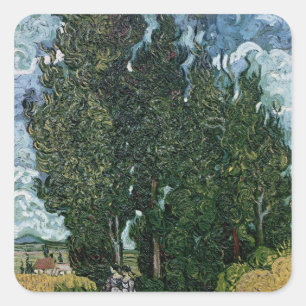 Vincent van Gogh Zypressen, c.1889-90 Quadratischer Aufkleber
