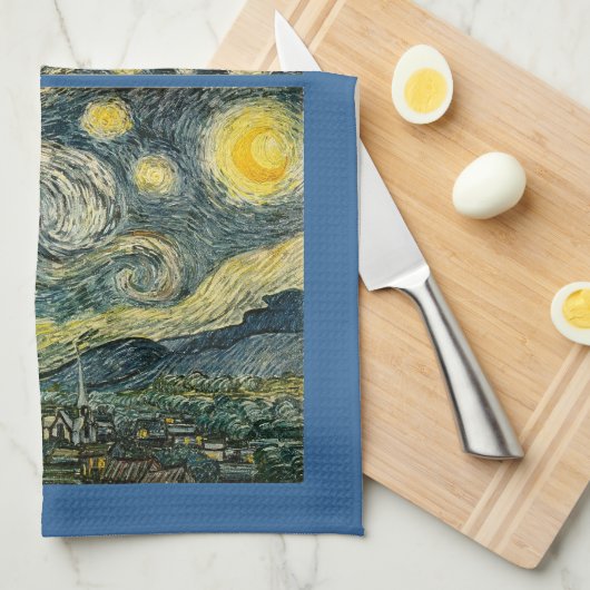 Vincent van Goghs die sternenklare Nacht (1889) Geschirrtuch (Viertel Falte)