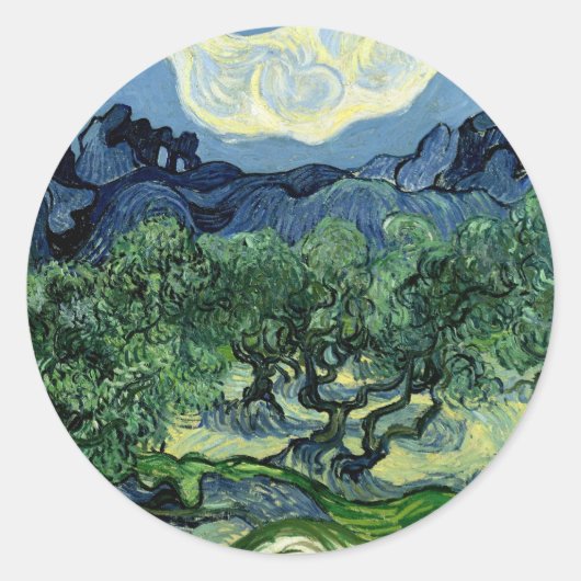 Vincent van Gogh's Olive Trees (1889) Runder Aufkleber (Vorderseite)