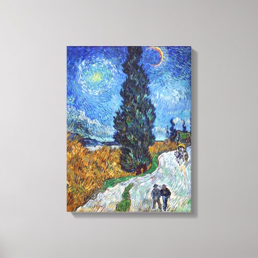 Vincent van Gogh's Road mit Cypress und Star Leinwanddruck (Vorderseite)