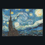 Vincent van Goghs sternenklare Nacht Handtuch<br><div class="desc">Sternenklare Nacht ist eine Malerei durch den niederländischen Postenimpressionist Künstler Vincent van Gogh. Im Juni 1889 gemalt, stellt sie die Ansicht außerhalb seines Sanitariumraumfensters bei Heilig-Rémy-De-Provence (gelegen in Südfrankreich) nachts dar, obgleich sie vom Gedächtnis während des Tages gemalt wurde. Die Malerei gehört zu Van Gogh weithin bekanntesten Arbeiten und markiert...</div>