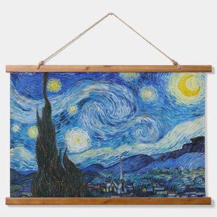 Vincent Van Gogh's The Starry Night (1889) Wandteppich Mit Holzrahmen