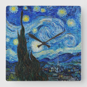 Vincent Van Gogh's The Starry Night Serenity Quadratische Wanduhr (Vorderseite)