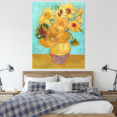 Vincent van Gogh's Vase mit zwölf Sonnenblumen Leinwanddruck (Insitu (Schlafzimmer))