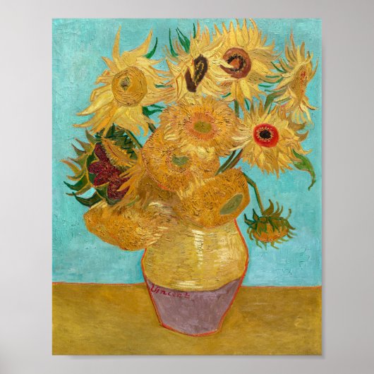 Vincent van Gogh's Vase mit zwölf Sonnenblumen Poster (Vorne)