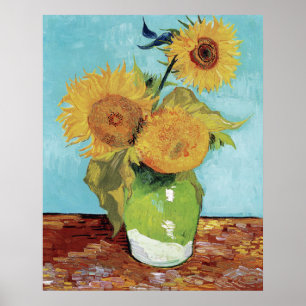 Vincent van Goghs Vasen mit drei Sonnenblumen Poster