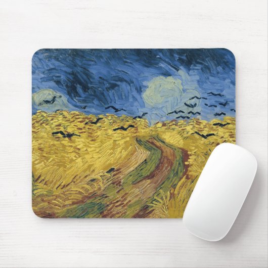 Vincent van Gogh's Weizenfeld mit Krähen (1890) Mousepad (Mit Mouse)