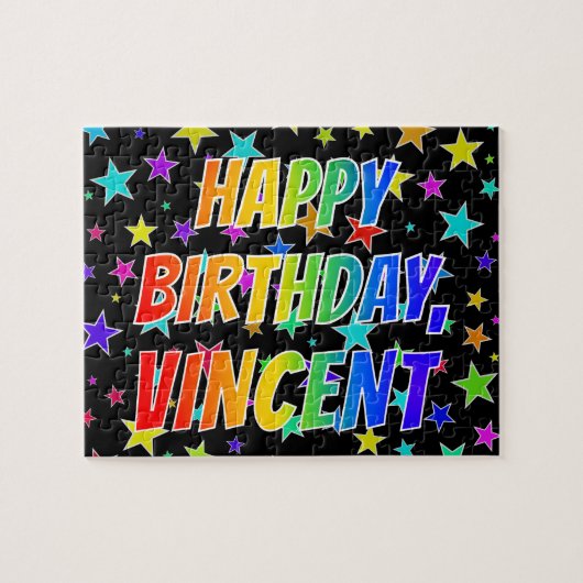 "VINCENT" Vorname, Spaß "GLÜCKLICHER GEBURTSTAG" Puzzle (Horizontal)
