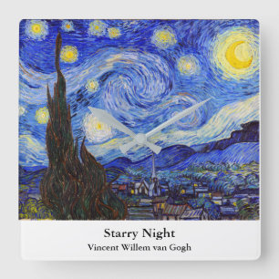Vincent Willem van Gogh , "Starry Night" Quadratische Wanduhr