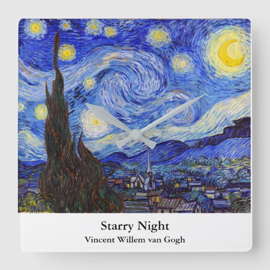 Vincent Willem van Gogh , "Starry Night" Quadratische Wanduhr (Vorderseite)