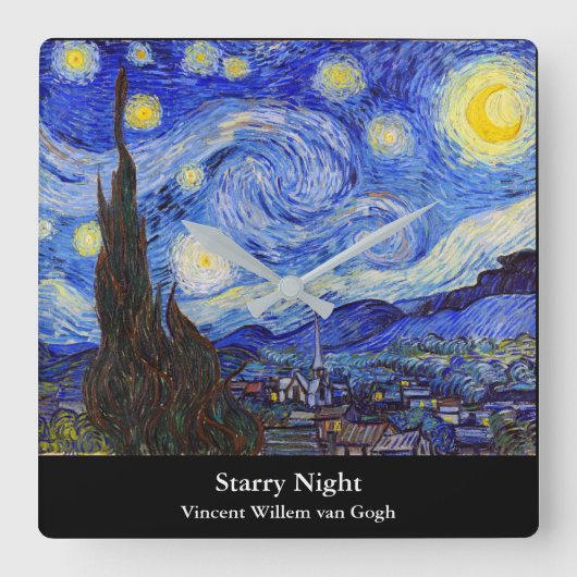 Vincent Willem van Gogh , "Starry Night" Quadratische Wanduhr (Vorderseite)