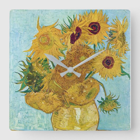 Vincent Willem van Gogh , “ Sunflowers ” Quadratische Wanduhr (Vorderseite)