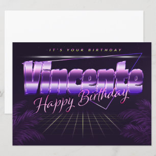 Vincente Name Vorname lila retro Karte Geburtstag