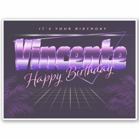 Vincente Name Vorname retro Sticker Geburtstag (Vorderseite)