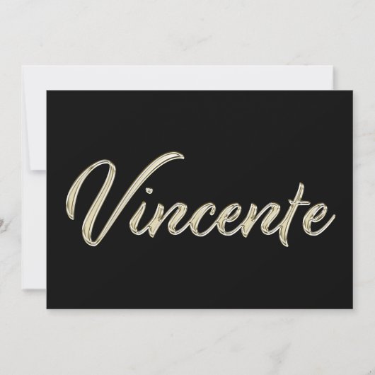 Vincente Name white gold Handwriting Karte (Vorderseite)
