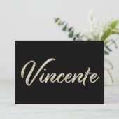 Vincente Name white gold Handwriting Karte (Stehend Vorderseite)