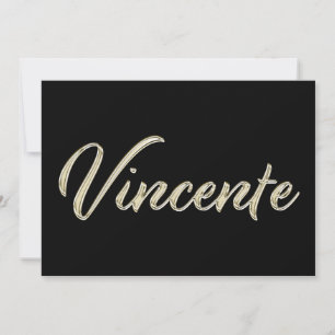 Vincente Name white gold Handwriting Karte