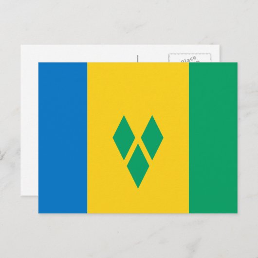 Vincy Flag, Fahne von Saint Vincent und die Grenad Postkarte (Vorne/Hinten)