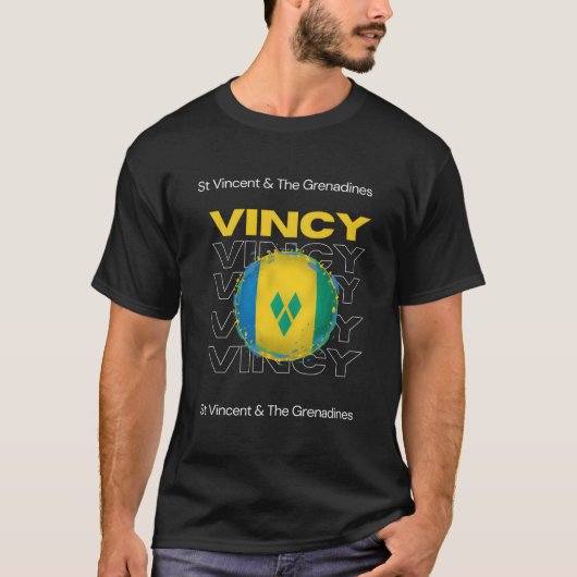 Vincy Flag St Vincent And The Grenadines Flag T-Shirt (Vorderseite)