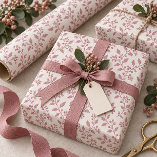 Vine & Berry Weihnachtsmuster Cranberry ID1337 Geschenkpapier