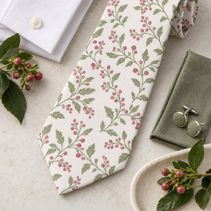 Vine & Berry Weihnachtsmuster Sage Cran ID1337 Krawatte