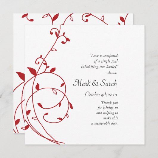 Vine Divine Red Wedding Program Programm (Vorne/Hinten)