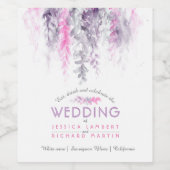 Vine florale Aquarell Indigo lila rosa Hochzeit Weinetikett (Einzelnes Label)