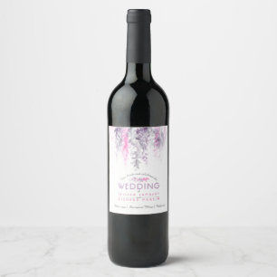 Vine florale Aquarell Indigo lila rosa Hochzeit Weinetikett
