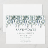 Vine Greenery Blue Floral Wedding Save The Date (Vorne/Hinten)