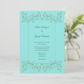 Vine Heart Trellis Blue Wedding Einladung (Stehend Vorderseite)