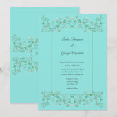 Vine Heart Trellis Blue Wedding Einladung (Vorne/Hinten)