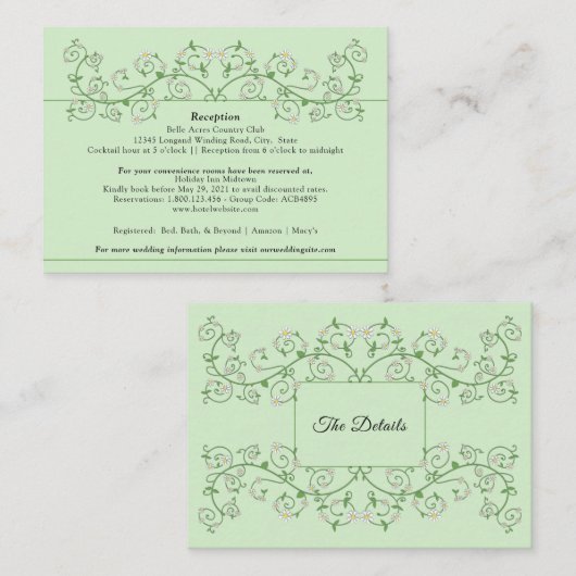 Vine Heart Trellis Minze Green Enclosure Card Begleitkarte (Vorne/Hinten)