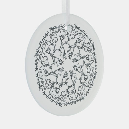 Vine Mandala Glass Ornament (Vorderseite Rechts)