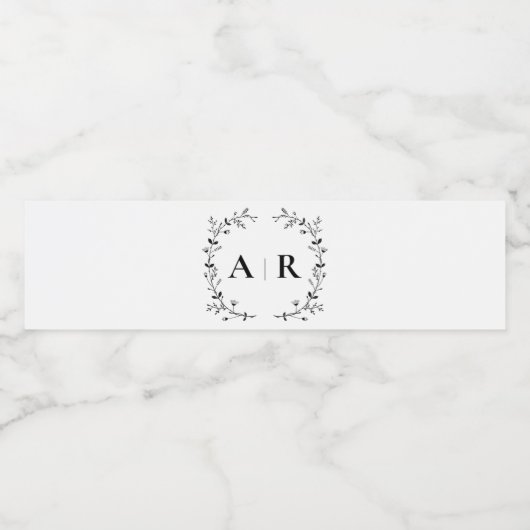 Vine Scroll Wedding Monogram, Couple Initial Wasserflaschenetikett (Einzelnes Label)