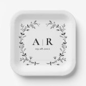 Vine Scroll Wedding Monogram, Couple's Initials Pappteller (Vorderseite)