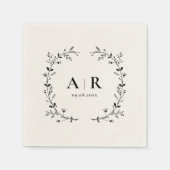 Vine Scroll Wedding Monogram, Couple's Initials Serviette (Vorderseite)