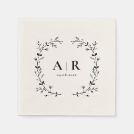 Vine Scroll Wedding Monogram, Couple's Initials Serviette