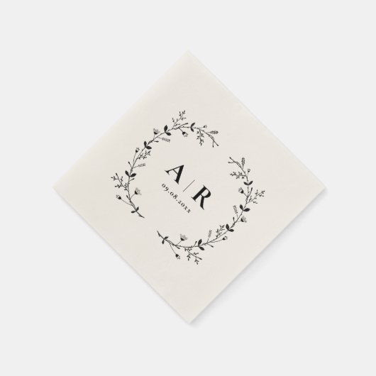 Vine Scroll Wedding Monogram, Couple's Initials Serviette (Ecke)