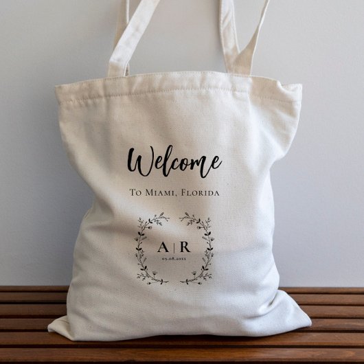 Vine Scroll Wedding Welcome Bag, Hotel Guest Tragetasche