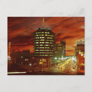 Vine St., Hollywood bei Nacht Vintage Postkarte