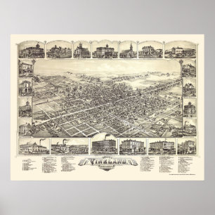 Vineland, NJ panoramische Karte - 1885 Poster