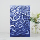 Vines Blue Briefpapier (Stehend Vorderseite)